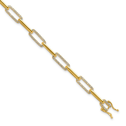 14K Yellow Gold 1 3/8 Carat Lab Grown Diamond Vs/Si+ G+ Fashion Link Bracelet