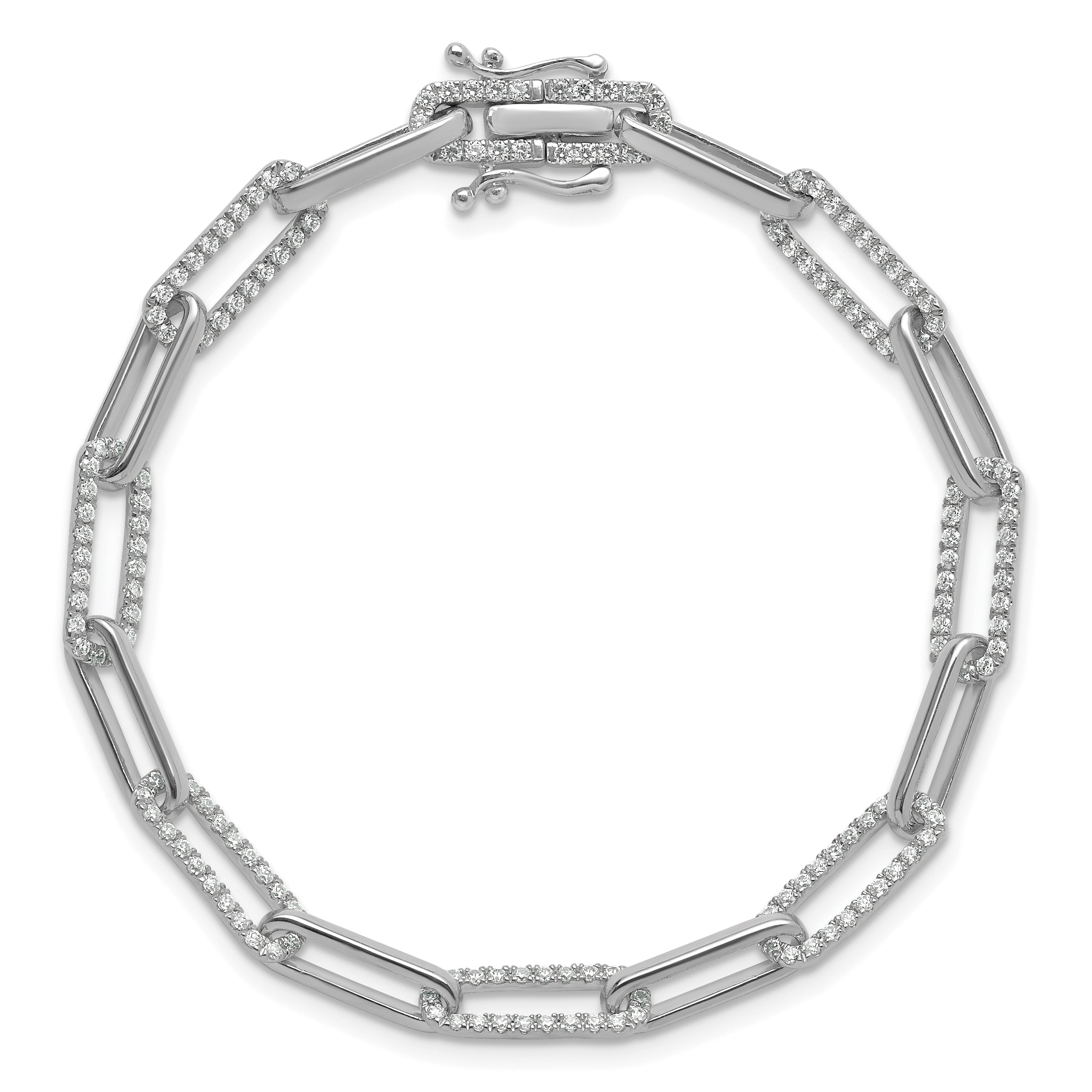 14K White Gold 1 3/8 Carat Lab Grown Diamond Vs/Si+ G+ Fashion Link Bracelet