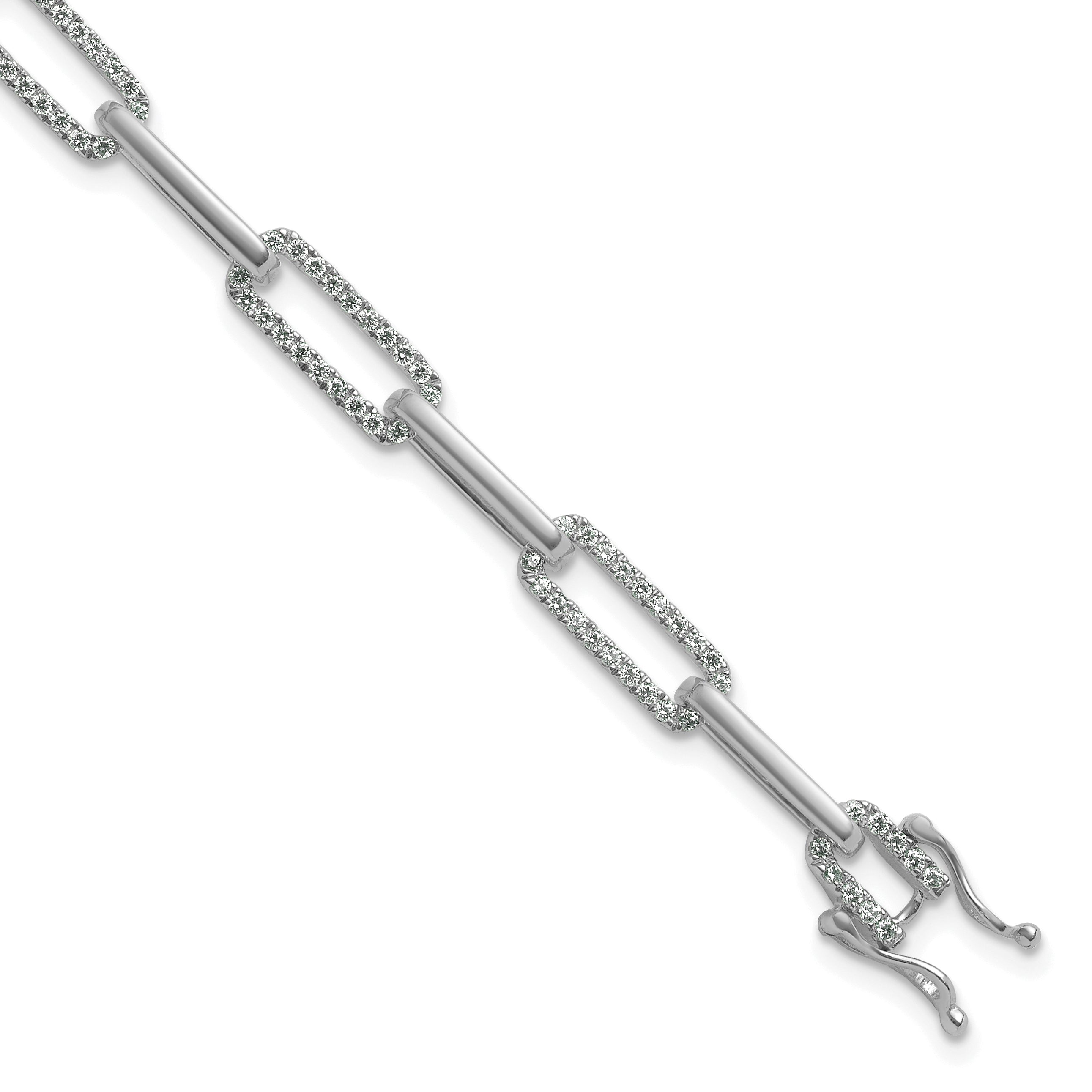 14K White Gold 1 3/8 Carat Lab Grown Diamond Vs/Si+ G+ Fashion Link Bracelet