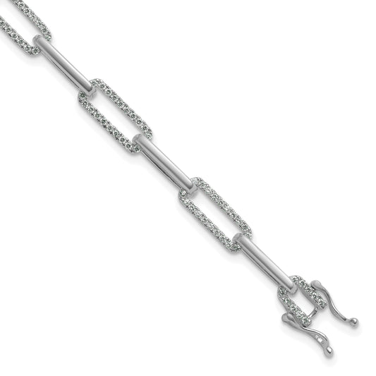 14K White Gold 1 3/8 Carat Lab Grown Diamond Vs/Si+ G+ Fashion Link Bracelet