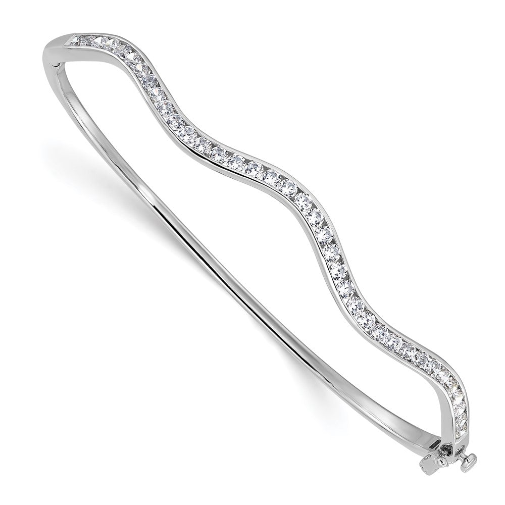 14k White Gold 1 1/4 Ct. Lab Grown Diamond VS/SI+ G+ Wavy Bangle Bracelet
