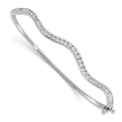 14k White Gold 1 1/4 Ct. Lab Grown Diamond VS/SI+ G+ Wavy Bangle Bracelet