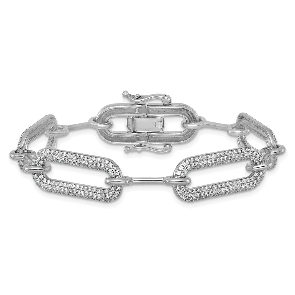 14K White Gold 3 1/4 Carat Lab Grown Diamond Vs/Si+ G+ Fashion Link Bracelet