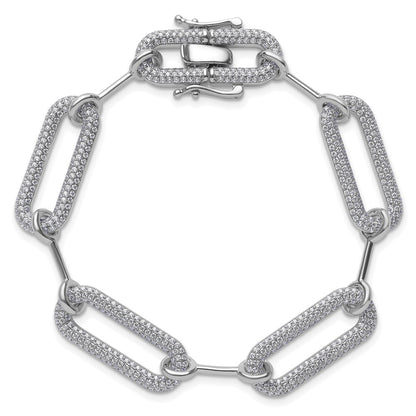 14K White Gold 3 1/4 Carat Lab Grown Diamond Vs/Si+ G+ Fashion Link Bracelet