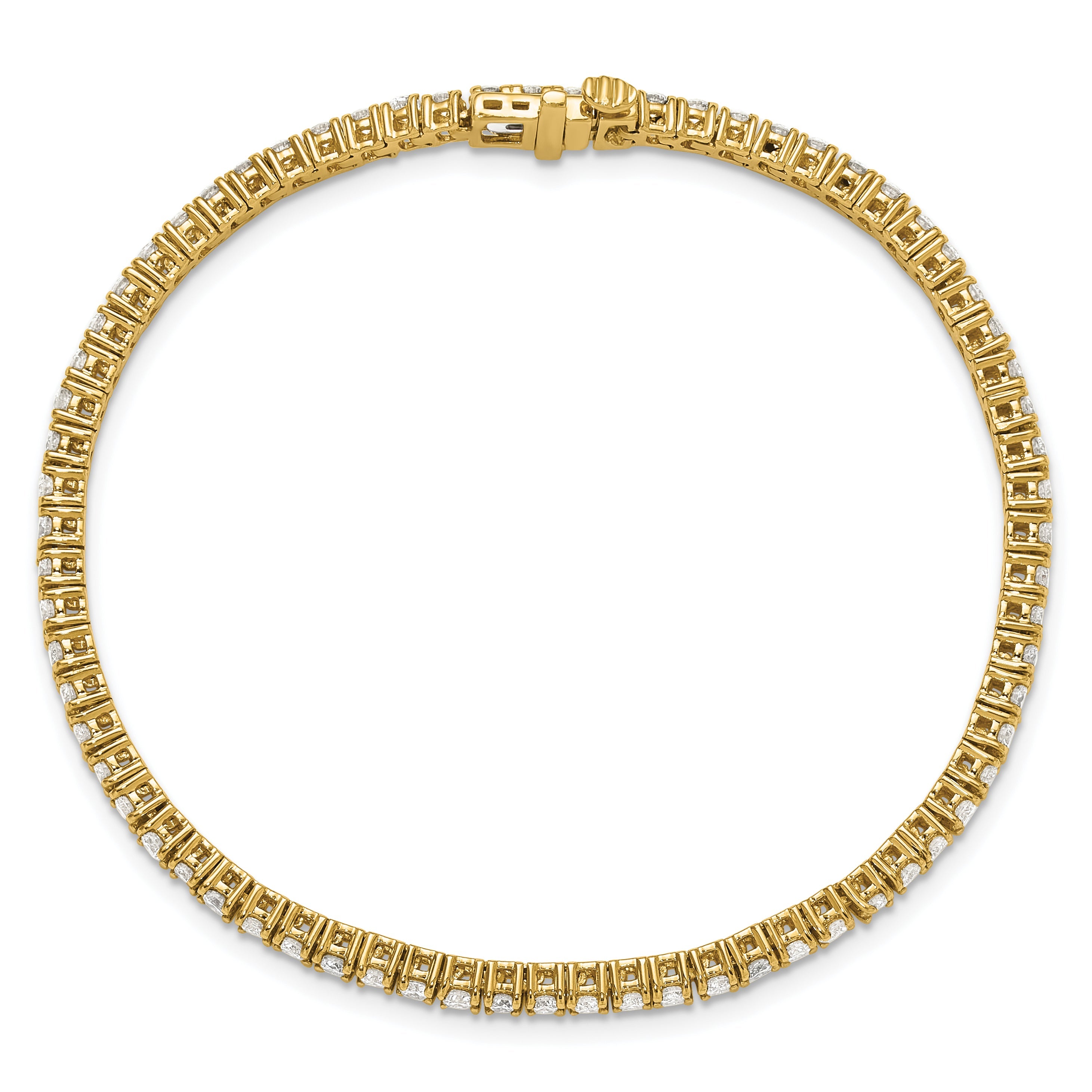 14K Yellow Gold 2 3/4 Carat Lab Grown Diamond Vs+ F+ Complete Tennis Bracelet