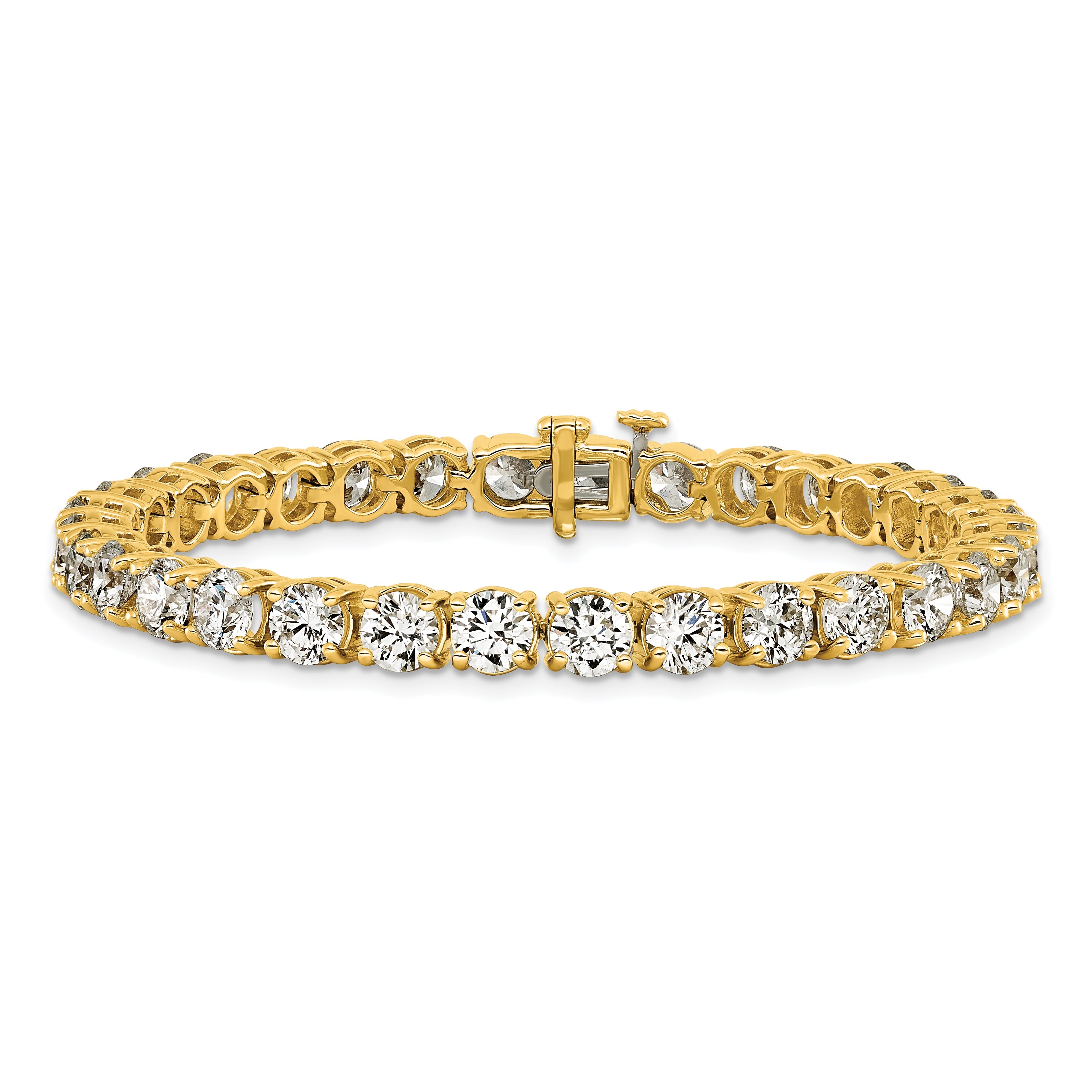 14K Yellow Gold 16 Carat Lab Grown Diamond Vs+ F+ Complete Tennis Bracelet