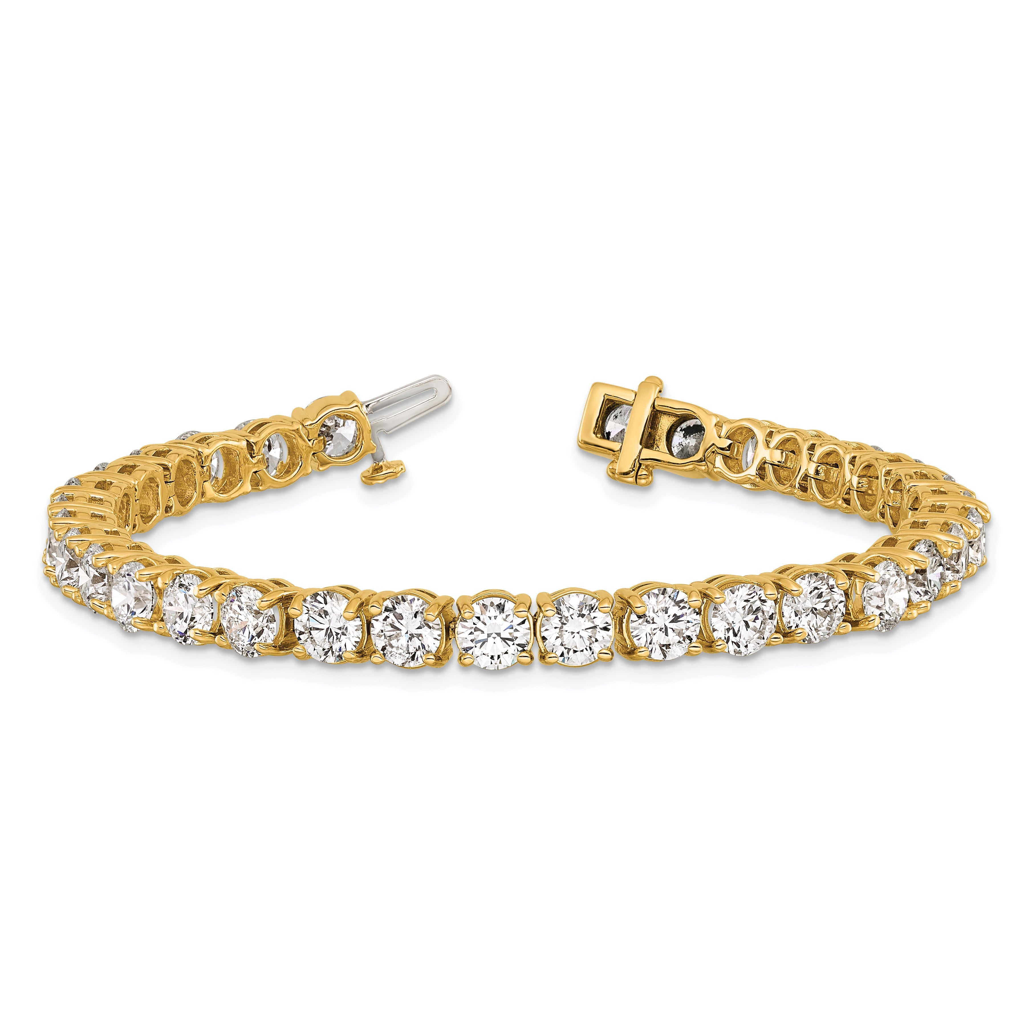14K Yellow Gold 16 Carat Lab Grown Diamond Vs+ F+ Complete Tennis Bracelet