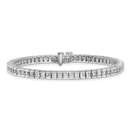 14K White Gold 7 Carat Lab Grown Diamond Vs+ F+ Complete Princess Bezel Set Tennis Bracelet