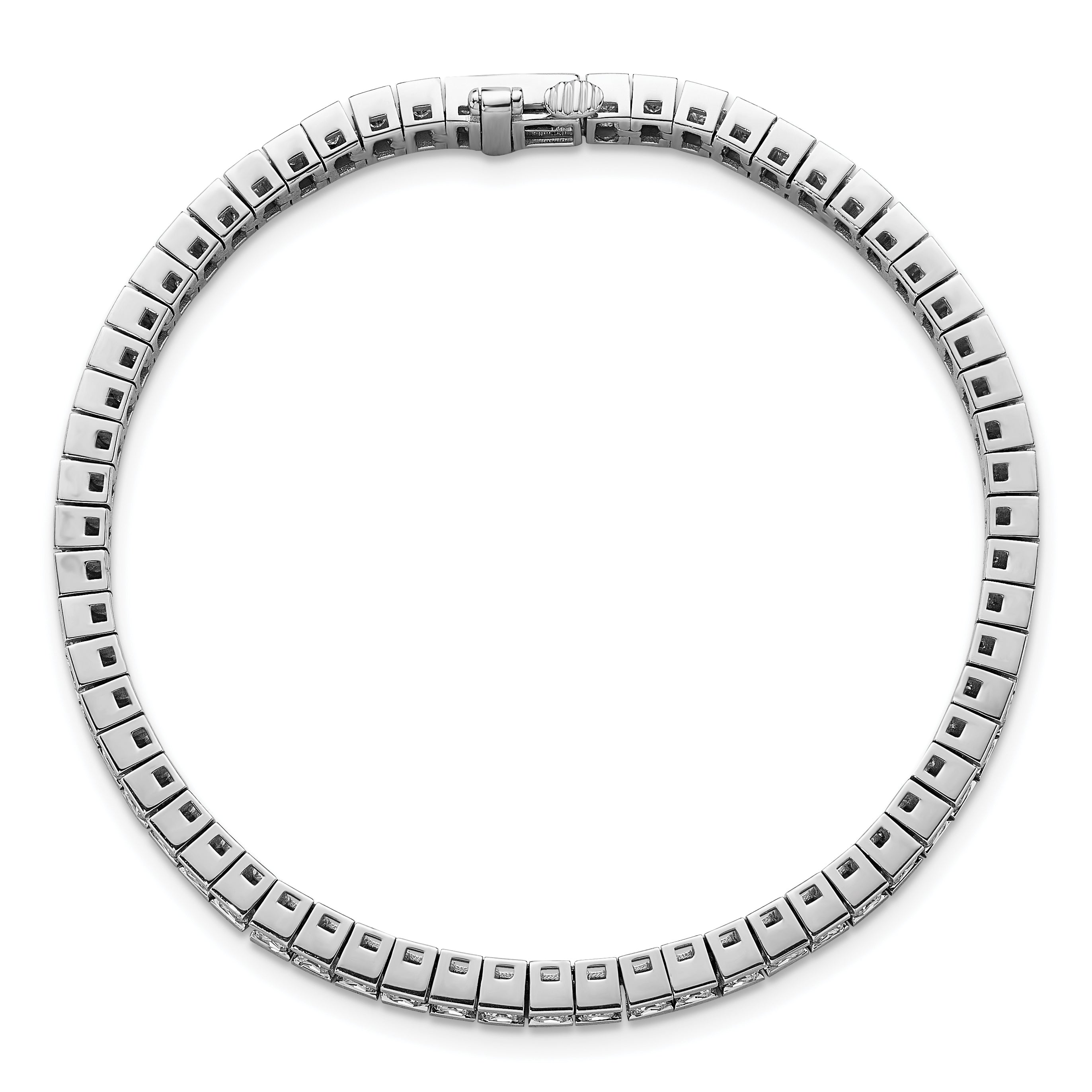 14K White Gold 7 Carat Lab Grown Diamond Vs+ F+ Complete Princess Bezel Set Tennis Bracelet