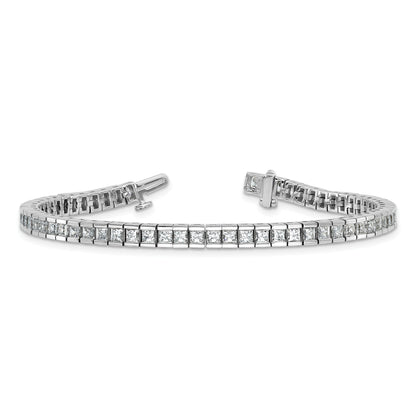 14K White Gold 7 Carat Lab Grown Diamond Vs+ F+ Complete Princess Bezel Set Tennis Bracelet