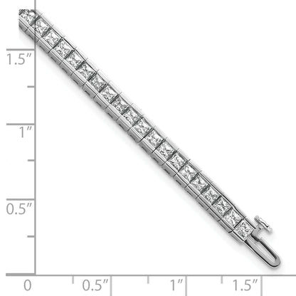 14K White Gold 7 Carat Lab Grown Diamond Vs+ F+ Complete Princess Bezel Set Tennis Bracelet