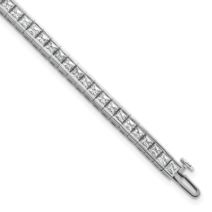 14K White Gold 7 Carat Lab Grown Diamond Vs+ F+ Complete Princess Bezel Set Tennis Bracelet