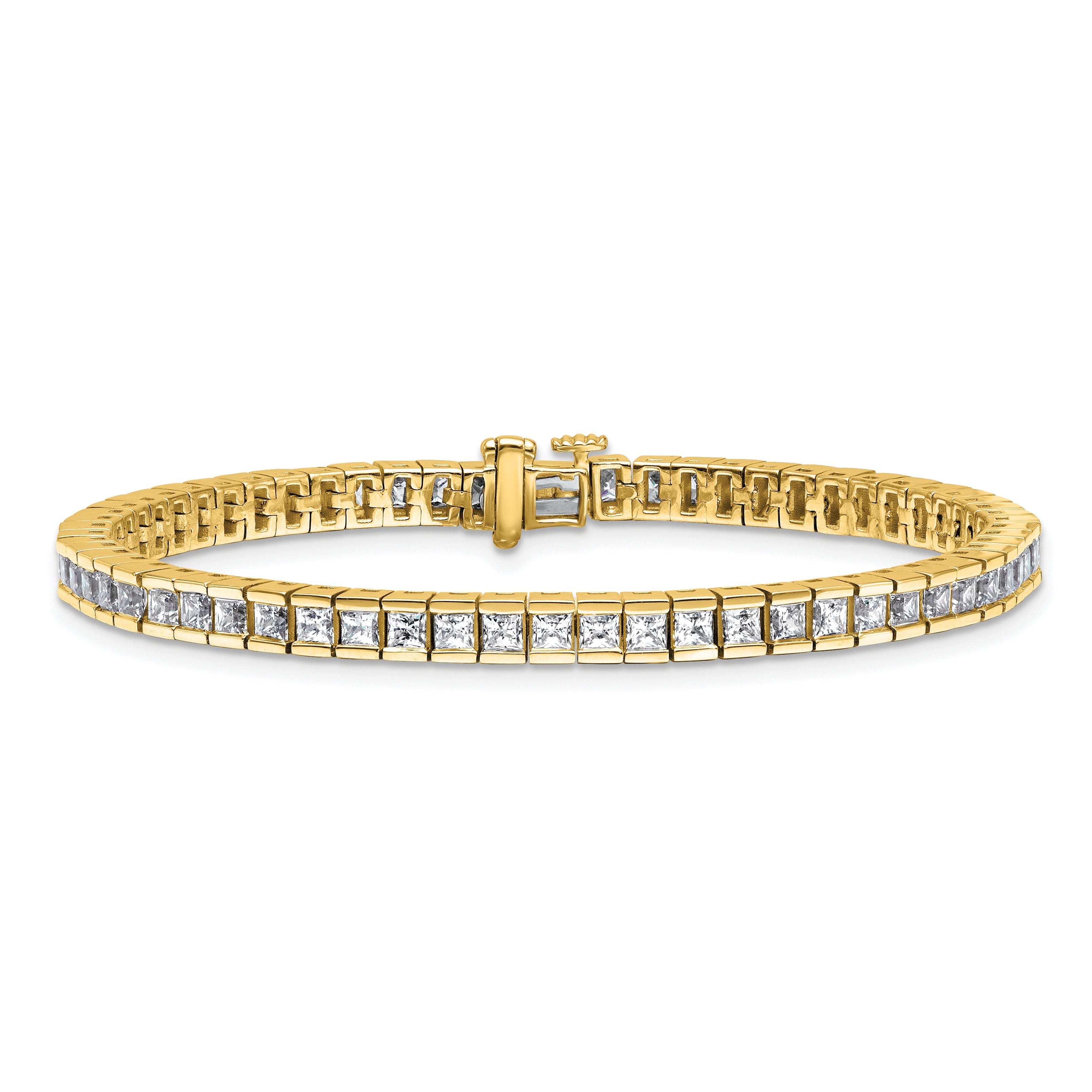 14K Yellow Gold Certified Vs Def Lab Grown Princess Diamond Tennis Bracelet
