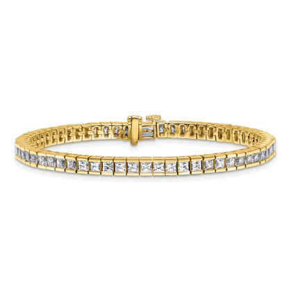14K Yellow Gold Certified Vs Def Lab Grown Princess Diamond Tennis Bracelet