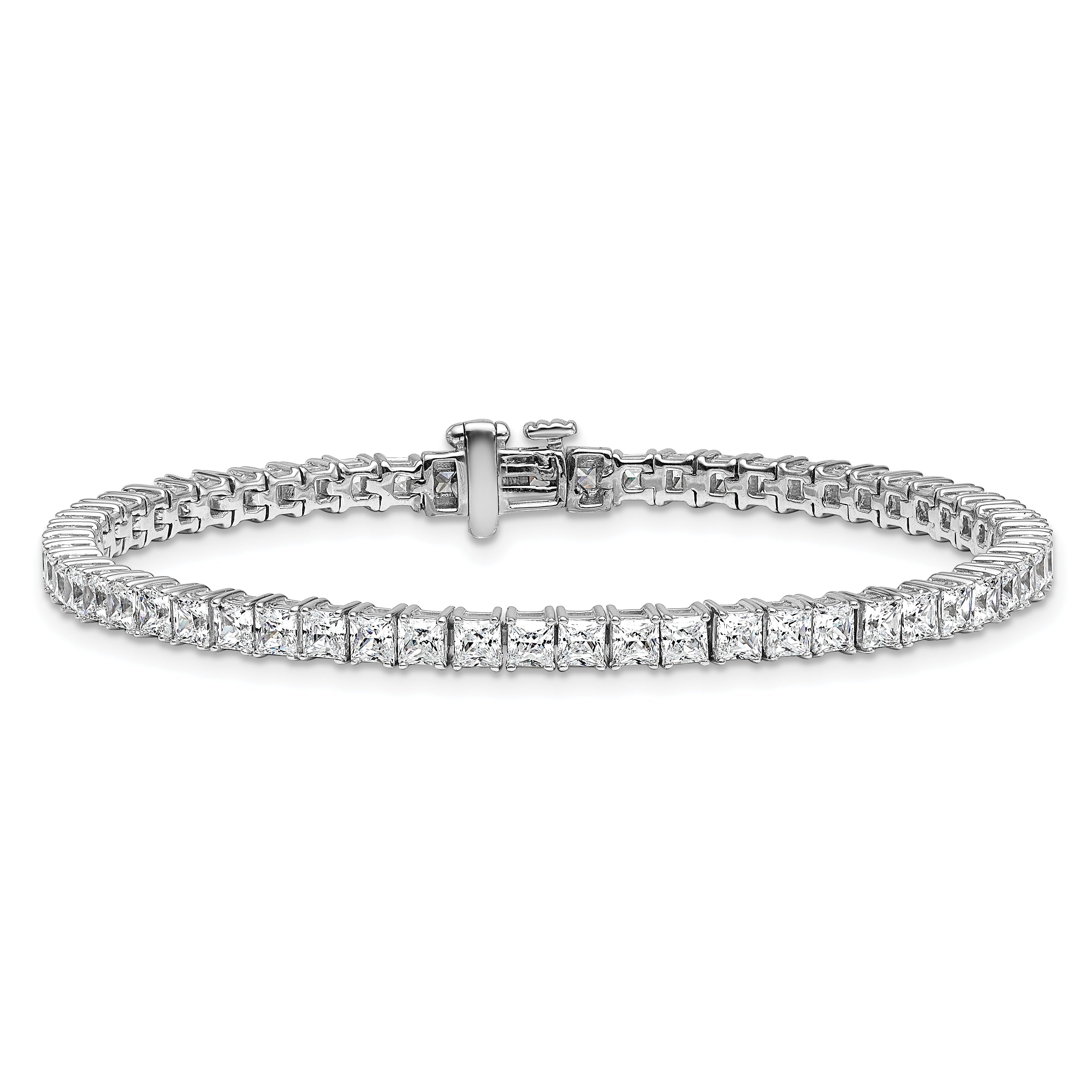 14K White Gold Certified Vs Def Lab Grown Princess Diamond Tennis Bracelet