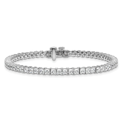 14K White Gold 7 Carat Lab Grown Diamond Vs+ F+ Complete Princess Prong Set Tennis Bracelet