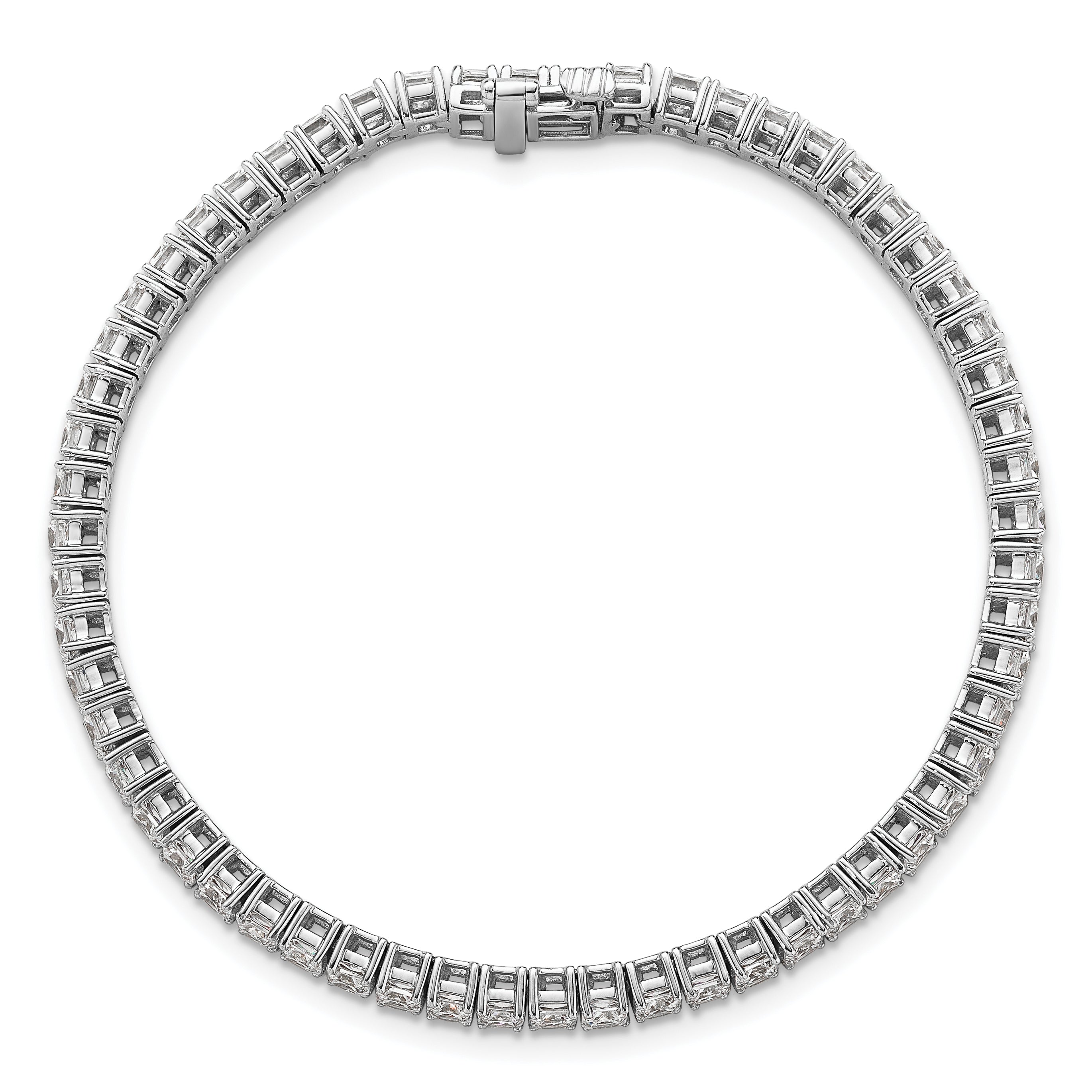 14K White Gold 7 Carat Lab Grown Diamond Vs+ F+ Complete Princess Prong Set Tennis Bracelet