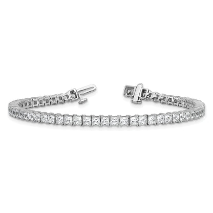 14K White Gold 7 Carat Lab Grown Diamond Vs+ F+ Complete Princess Prong Set Tennis Bracelet