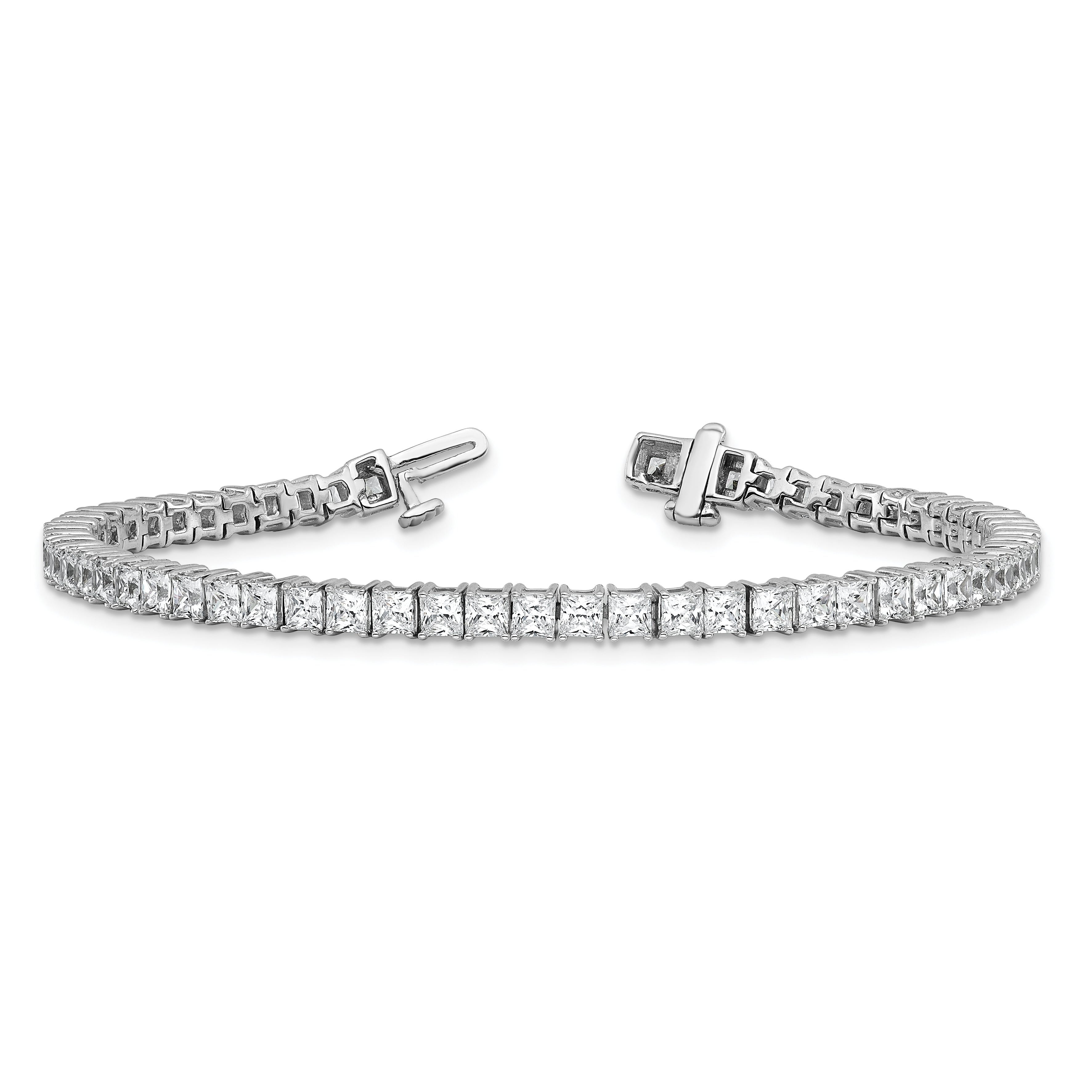 14K White Gold Certified Vs Def Lab Grown Princess Diamond Tennis Bracelet