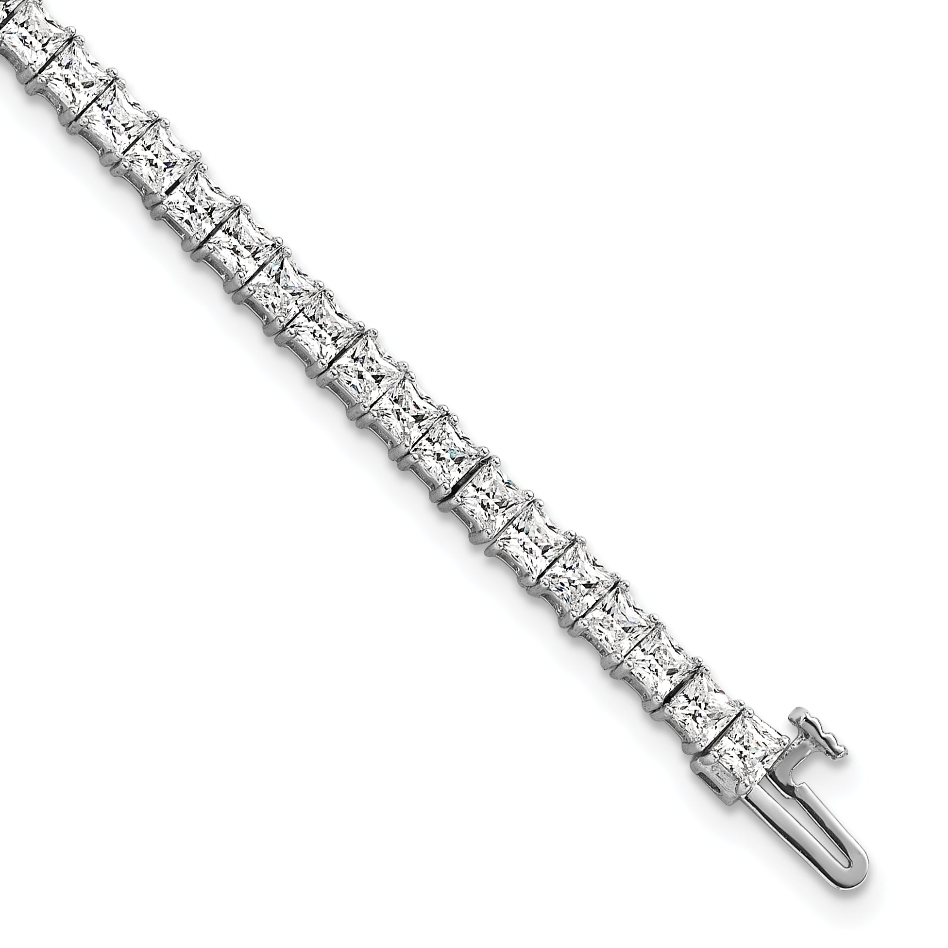 14K White Gold 7 Carat Lab Grown Diamond Vs+ F+ Complete Princess Prong Set Tennis Bracelet