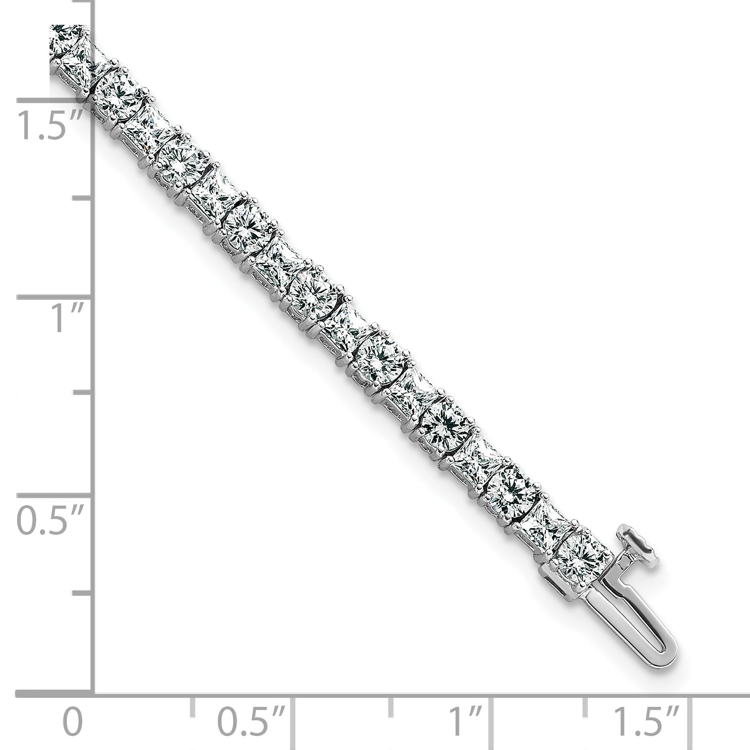 14K White Gold 7 Carat Lab Grown Diamond Vs/Si+ G+ Complete Princess And Round Tennis Bracelet