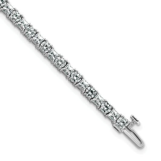 14K White Gold 7 Carat Lab Grown Diamond Vs/Si+ G+ Complete Princess And Round Tennis Bracelet