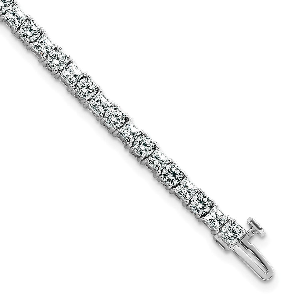 14K White Gold 7 Carat Lab Grown Diamond Vs+ F+ Complete Princess And Round Tennis Bracelet