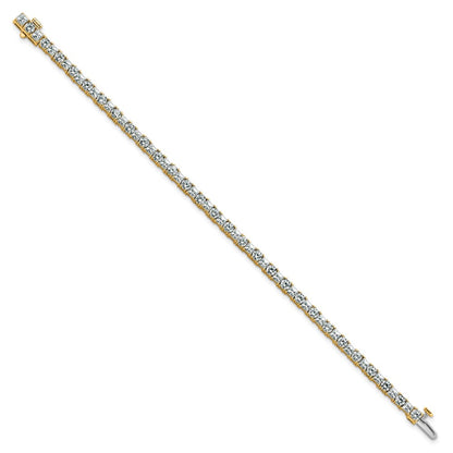 14K Yellow Gold 7 Carat Lab Grown Diamond Vs/Si+ G+ Complete Princess And Round Tennis Bracelet