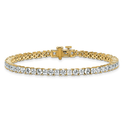 14K Yellow Gold 7 Carat Lab Grown Diamond Vs/Si+ G+ Complete Princess And Round Tennis Bracelet