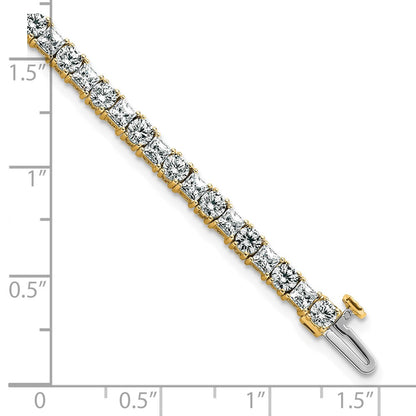 14K Yellow Gold 7 Carat Lab Grown Diamond Vs/Si+ G+ Complete Princess And Round Tennis Bracelet