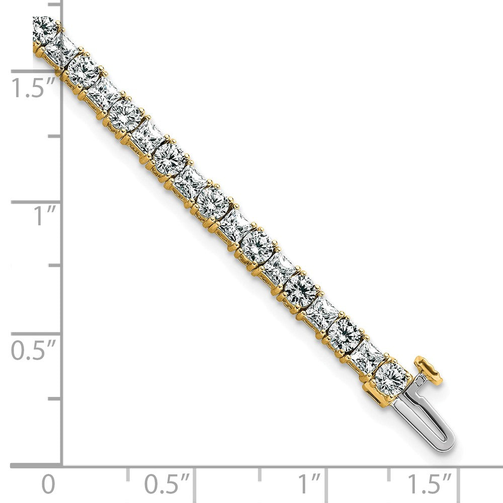14K Yellow Gold 7 Carat Lab Grown Diamond Vs+ F+ Complete Princess And Round Tennis Bracelet