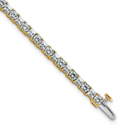 14K Yellow Gold 7 Carat Lab Grown Diamond Vs+ F+ Complete Princess And Round Tennis Bracelet