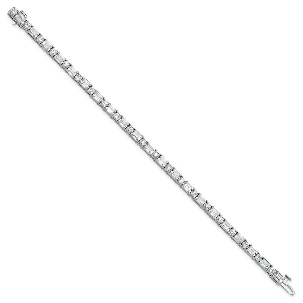 14k White Gold 10 Ct. Lab Grown Diamond VS/FG Emerald and Round 7 inch Tennis Bracelet
