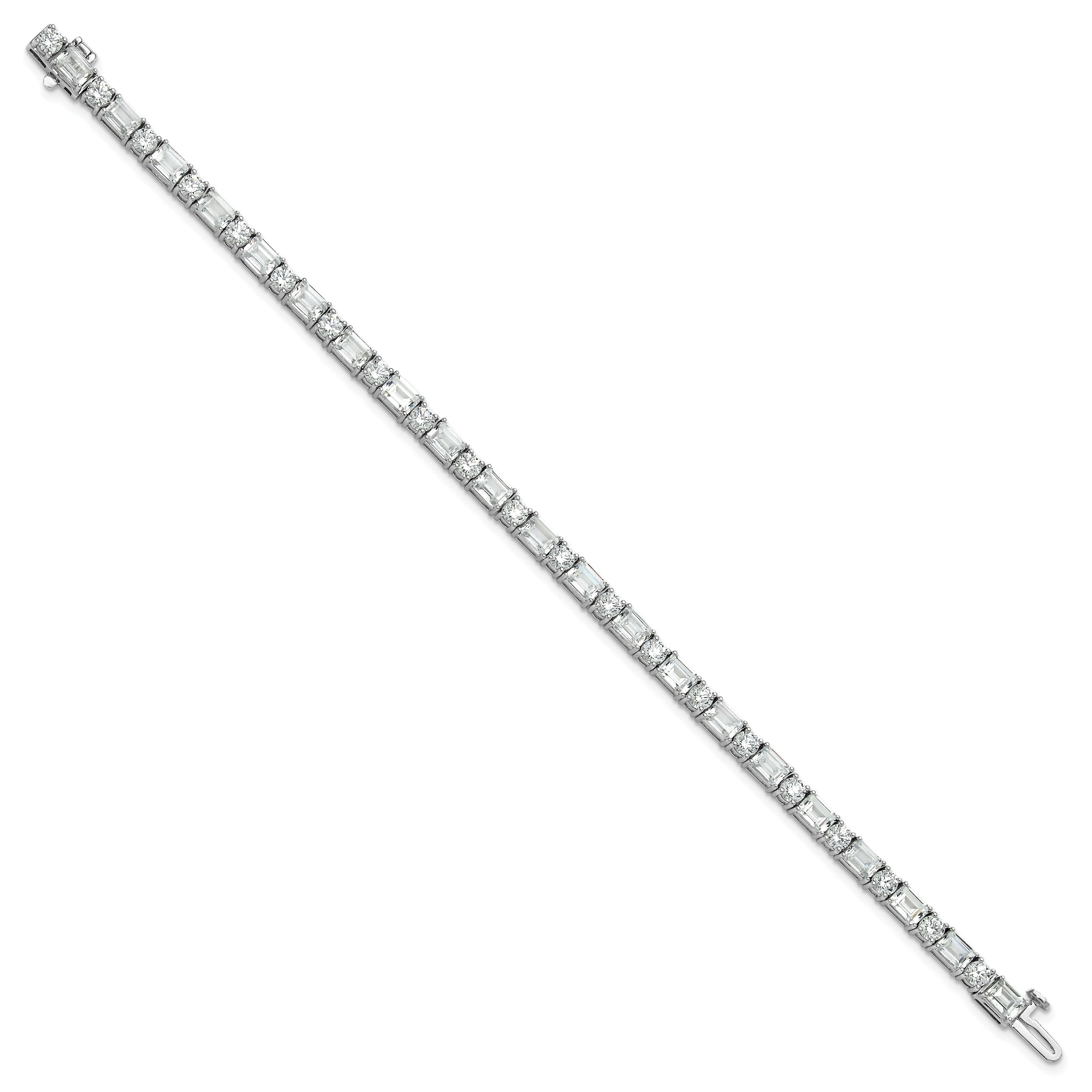 14K White Gold 10 Carat Lab Grown Diamond Vs+ F+ Complete Emerald And Round Tennis Bracelet