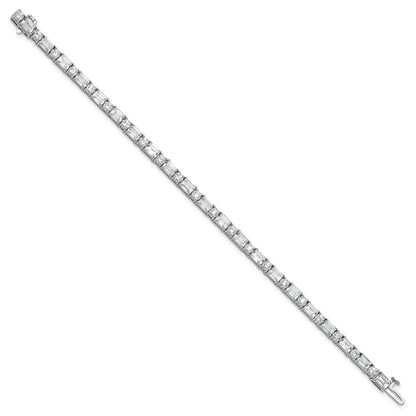 14K White Gold 10 Carat Lab Grown Diamond Vs+ F+ Complete Emerald And Round Tennis Bracelet