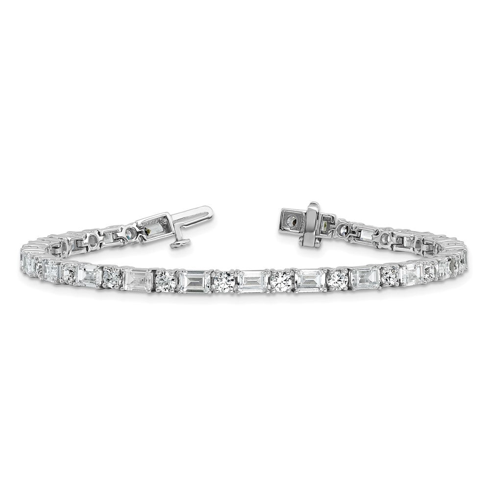 14k White Gold 10 Ct. Lab Grown Diamond VS/FG Emerald and Round 7 inch Tennis Bracelet