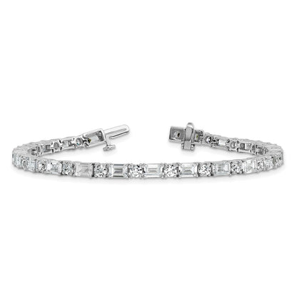 14k White Gold 10 Ct. Lab Grown Diamond VS/FG Emerald and Round 7 inch Tennis Bracelet