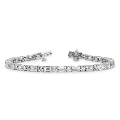 14K White Gold 10 Carat Lab Grown Diamond Vs+ F+ Complete Emerald And Round Tennis Bracelet