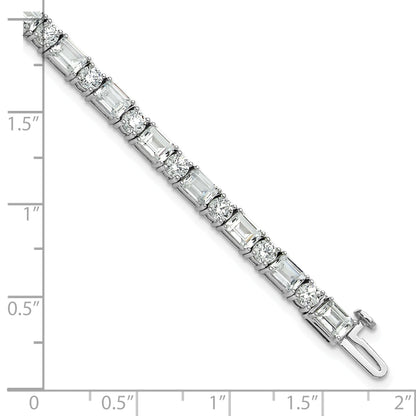 14K White Gold 10 Carat Lab Grown Diamond Vs+ F+ Complete Emerald And Round Tennis Bracelet
