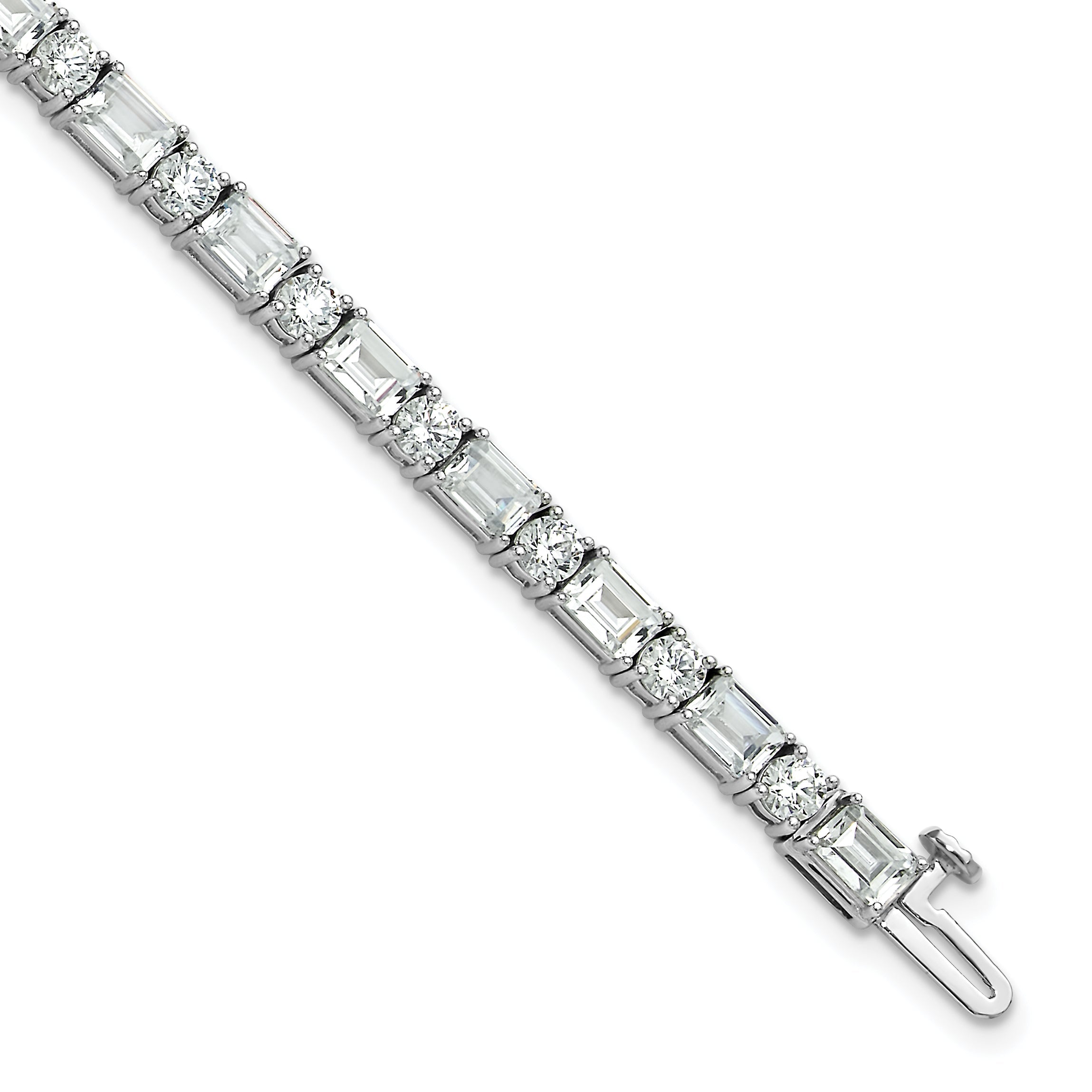 14K White Gold 10 Carat Certified Lab Grown Diamond Vs/Si+ G+ Complete Emerald And Round Tennis Bracelet