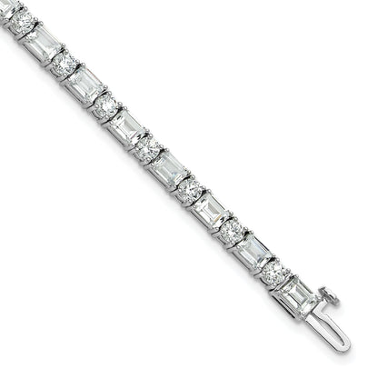 14K White Gold 10 Carat Certified Lab Grown Diamond Vs/Si+ G+ Complete Emerald And Round Tennis Bracelet