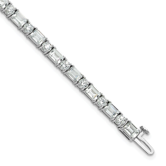 14K White Gold 10 Carat Lab Grown Diamond Vs+ F+ Complete Emerald And Round Tennis Bracelet