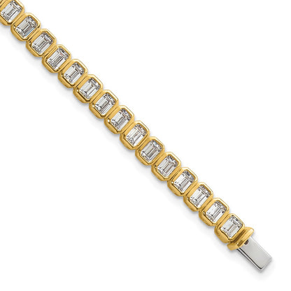 14K Yellow Gold 6 1/2 Carat Certified Lab Grown Diamond Vs/Si+ G+ Emerald Bezel Set Tennis Bracelet