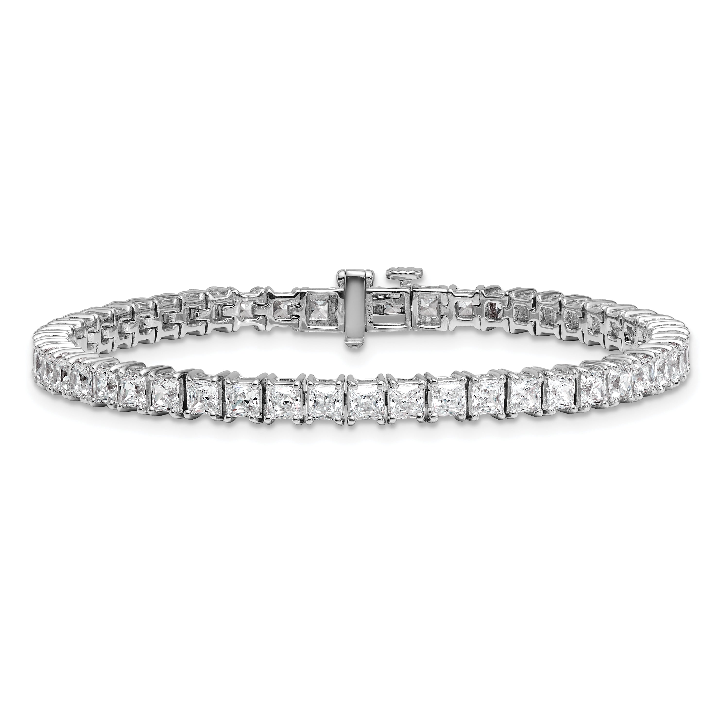 14K White Gold 10 Carat Lab Grown Diamond Vs+ F+ Complete Princess Prong Set Tennis Bracelet