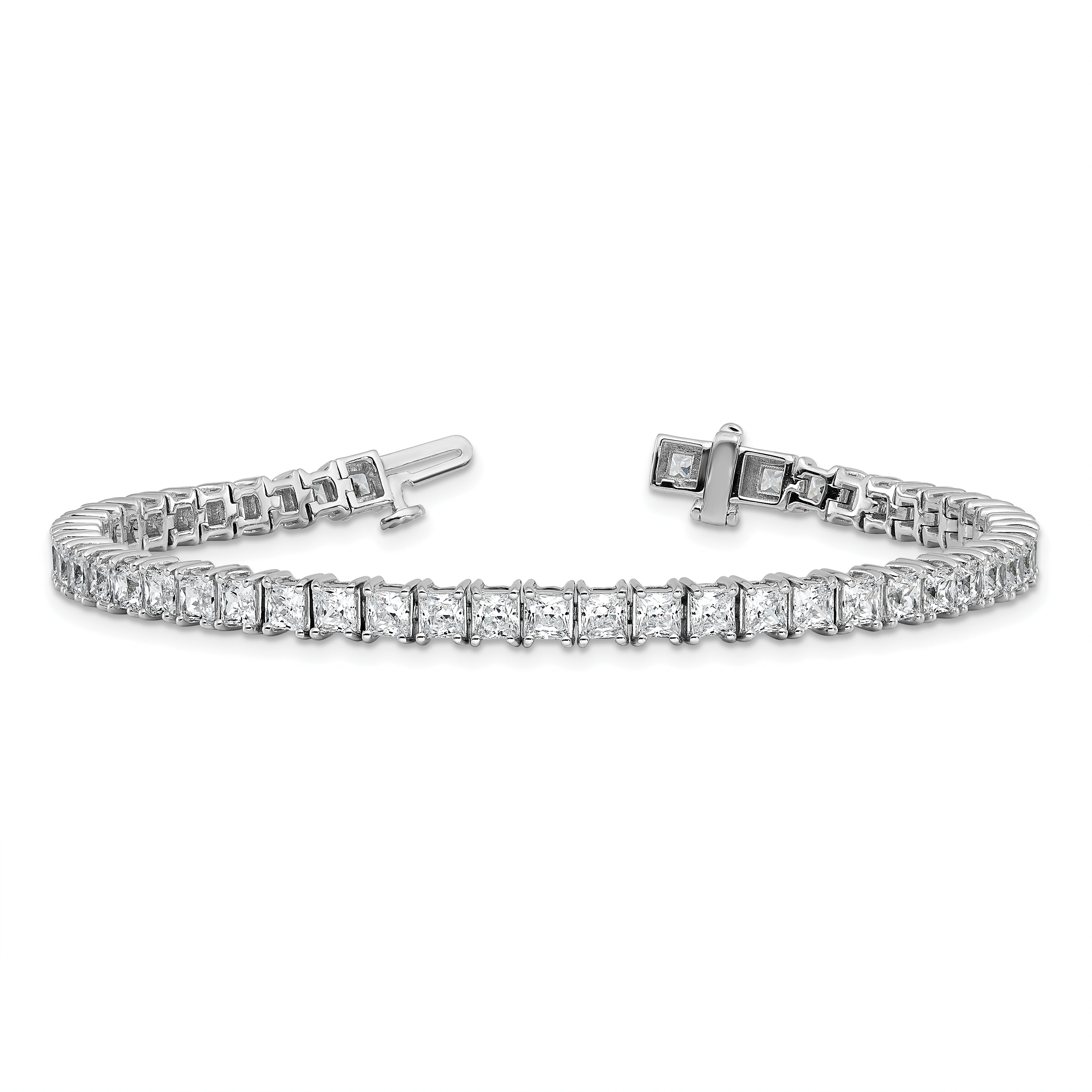 14K White Gold 10 Carat Lab Grown Diamond Vs+ F+ Complete Princess Prong Set Tennis Bracelet