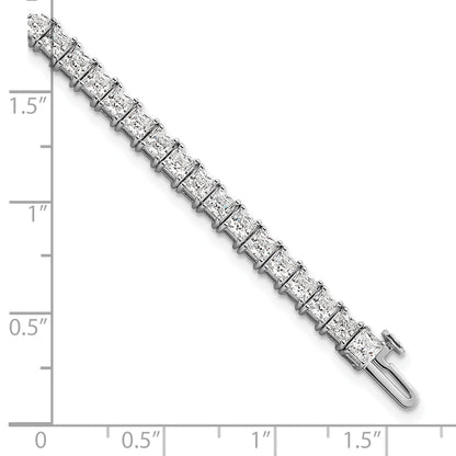 14K White Gold 10 Carat Lab Grown Diamond Vs+ F+ Complete Princess Prong Set Tennis Bracelet