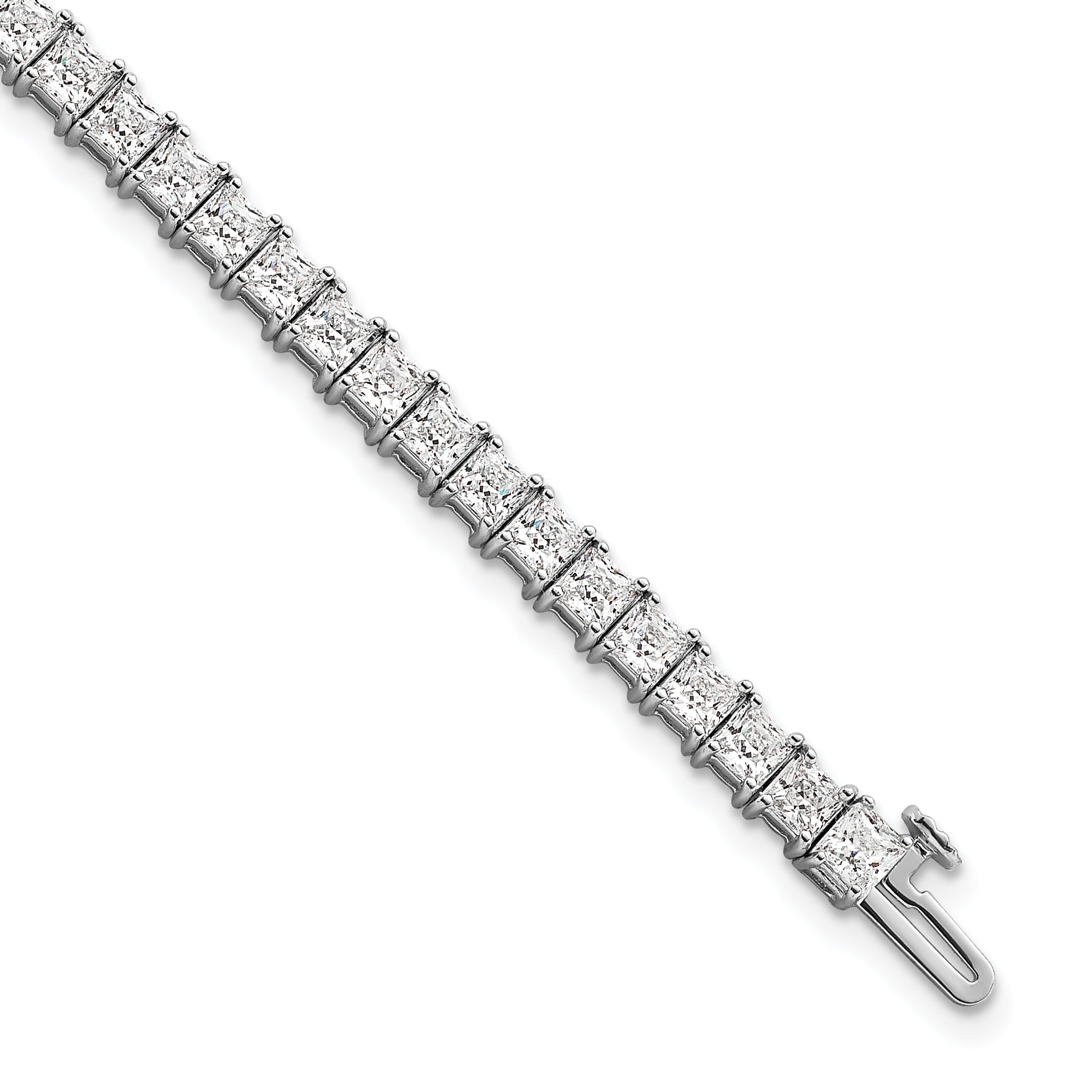 14K White Gold 10 Carat Lab Grown Diamond Vs+ F+ Complete Princess Prong Set Tennis Bracelet