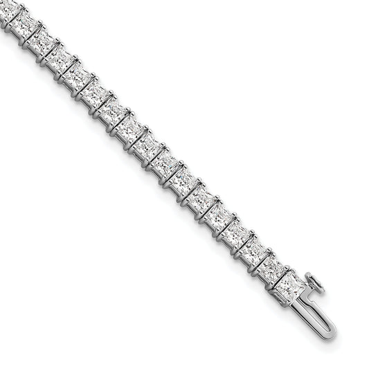 14K White Gold 10 Carat Lab Grown Diamond Vs+ F+ Complete Princess Prong Set Tennis Bracelet