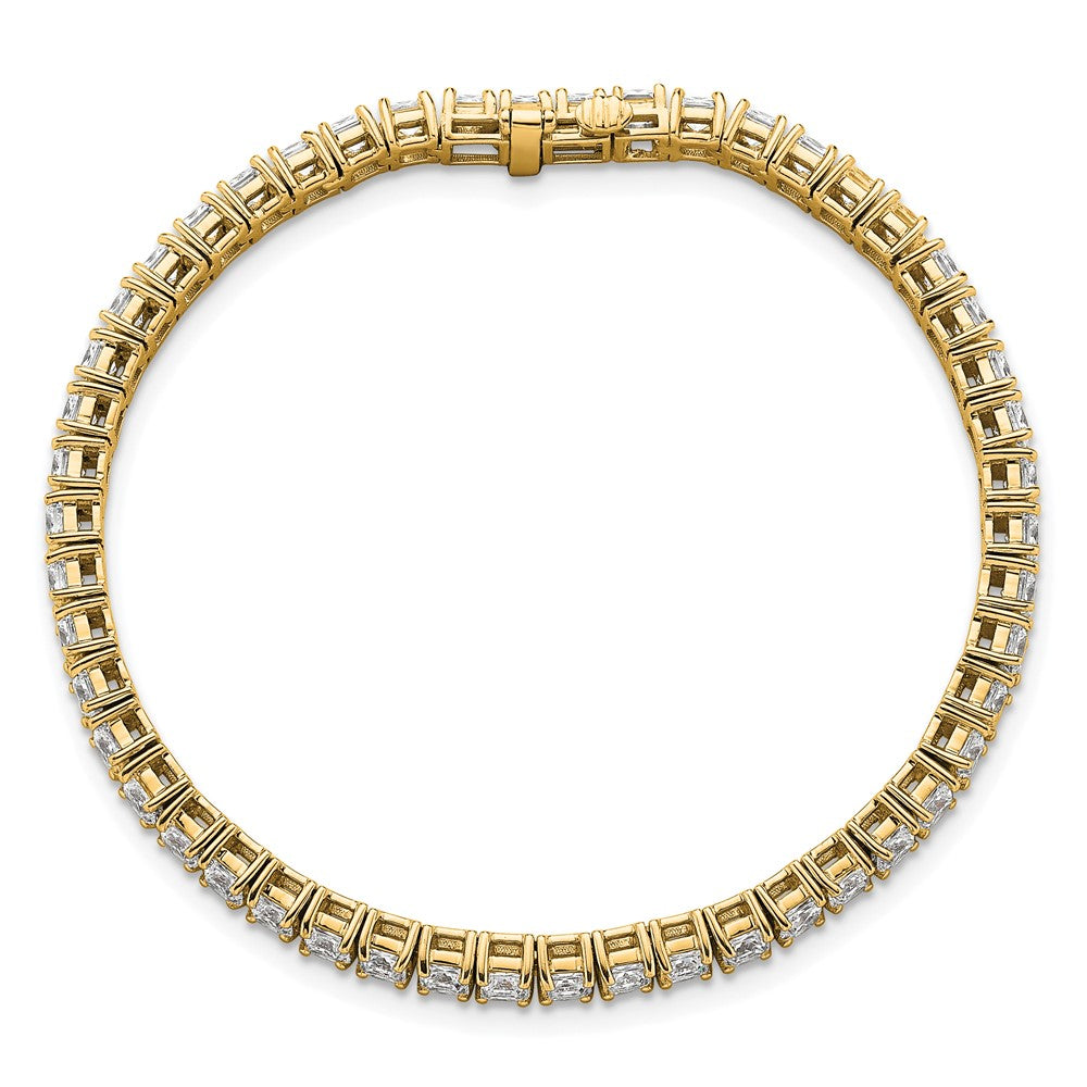 14K Yellow Gold 10 Carat Lab Grown Diamond Vs+ F+ Complete Princess Prong Set Tennis Bracelet