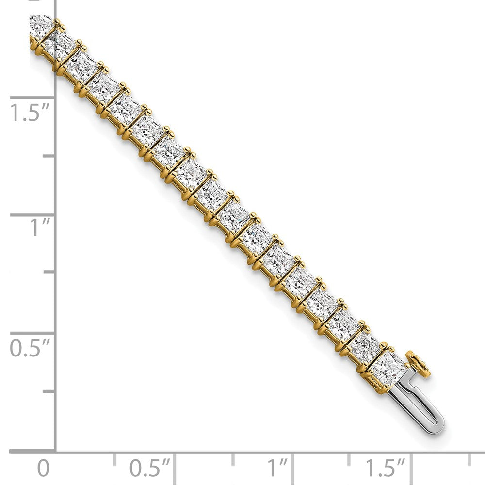 14K Yellow Gold 10 Carat Lab Grown Diamond Vs+ F+ Complete Princess Prong Set Tennis Bracelet